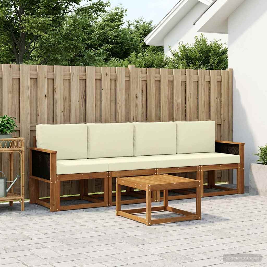 Outdoor-Sofagarnitur 4 stk. Natur und Creme