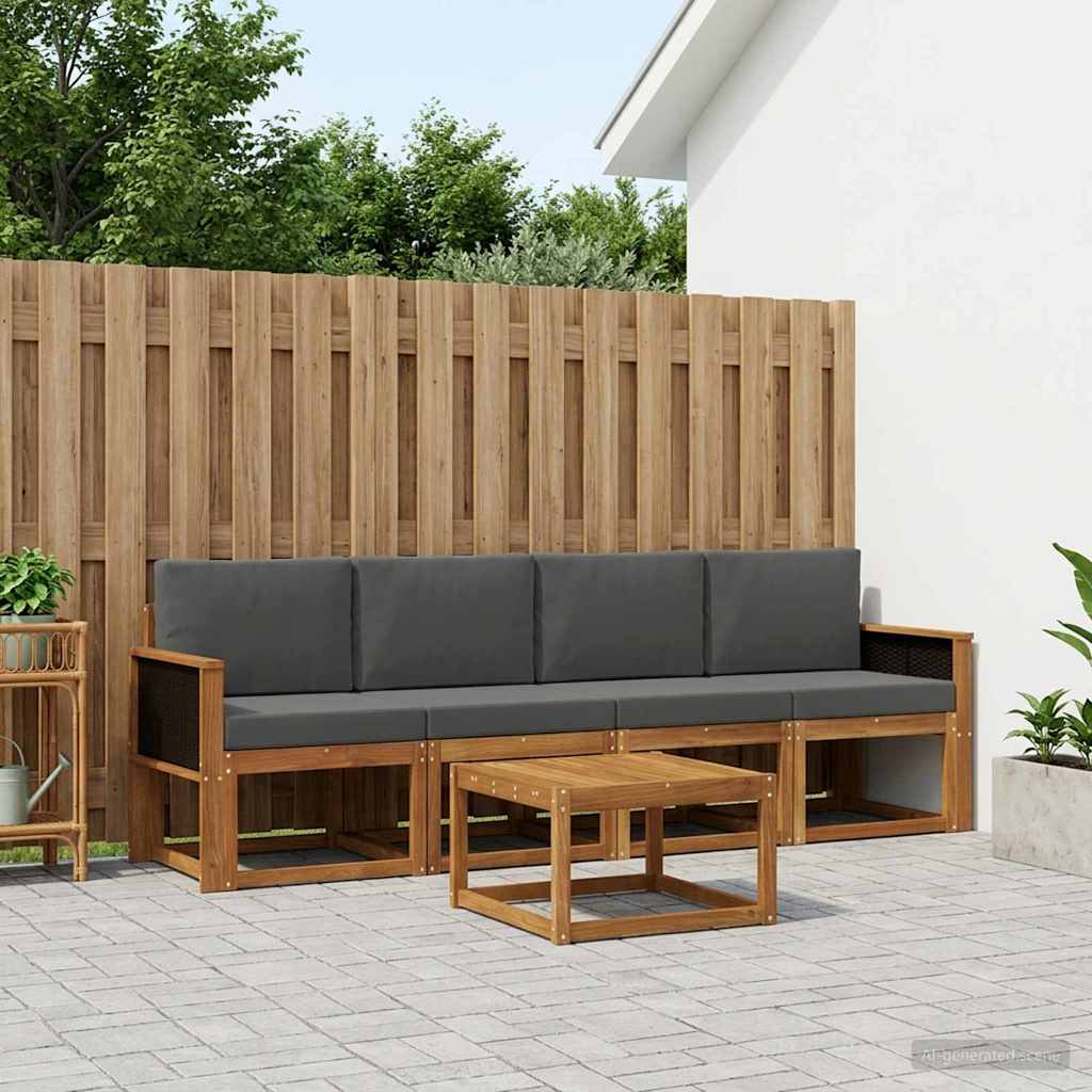 Outdoor-Sofagarnitur 4 stk. Natur und Anthrazit