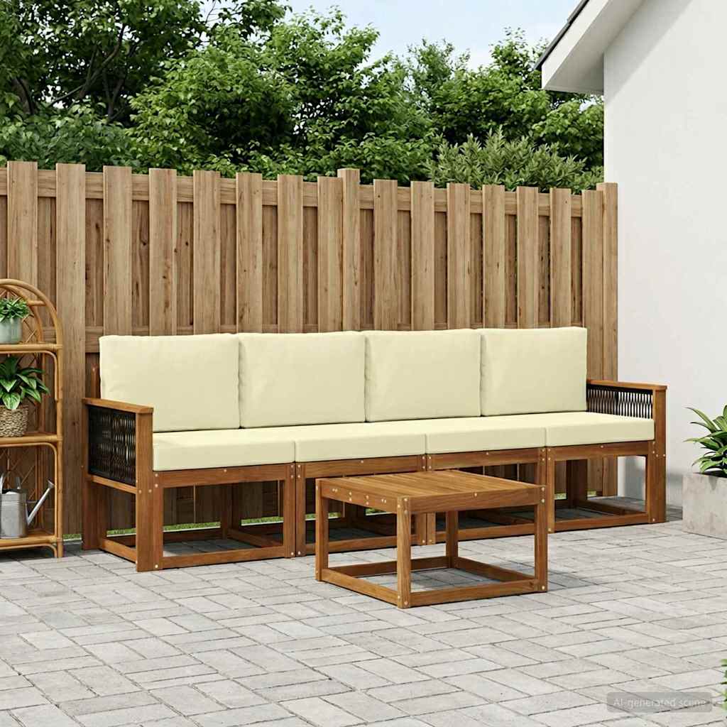Outdoor-Sofagarnitur 4 stk. Natur und Creme