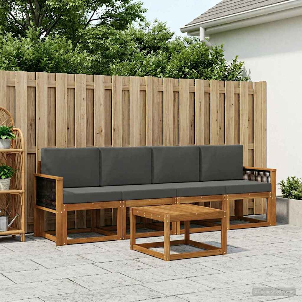 Outdoor-Sofagarnitur 4 stk. Natur und Anthrazit