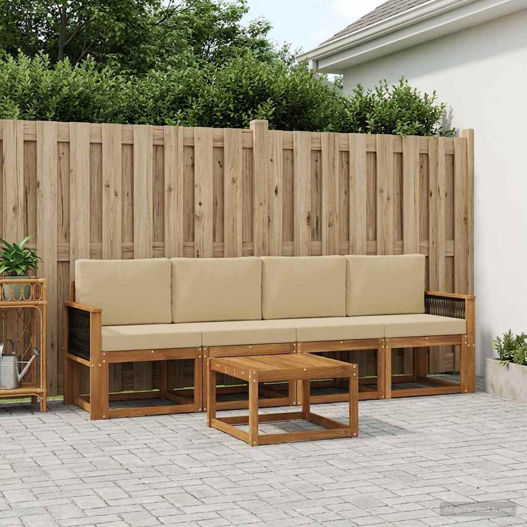 Outdoor-Sofagarnitur 4 stk. Natur