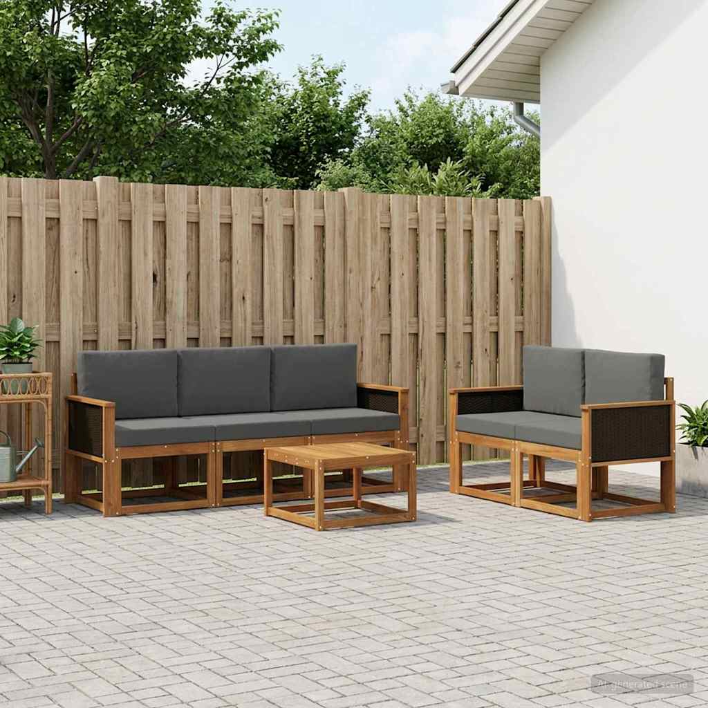 Outdoor-Sofagarnitur 6 stk. Natur und Anthrazit
