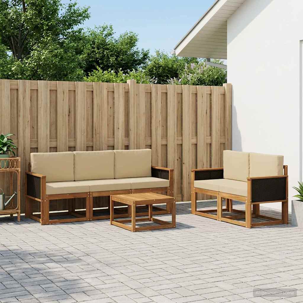 Outdoor-Sofagarnitur 6 stk. Natur