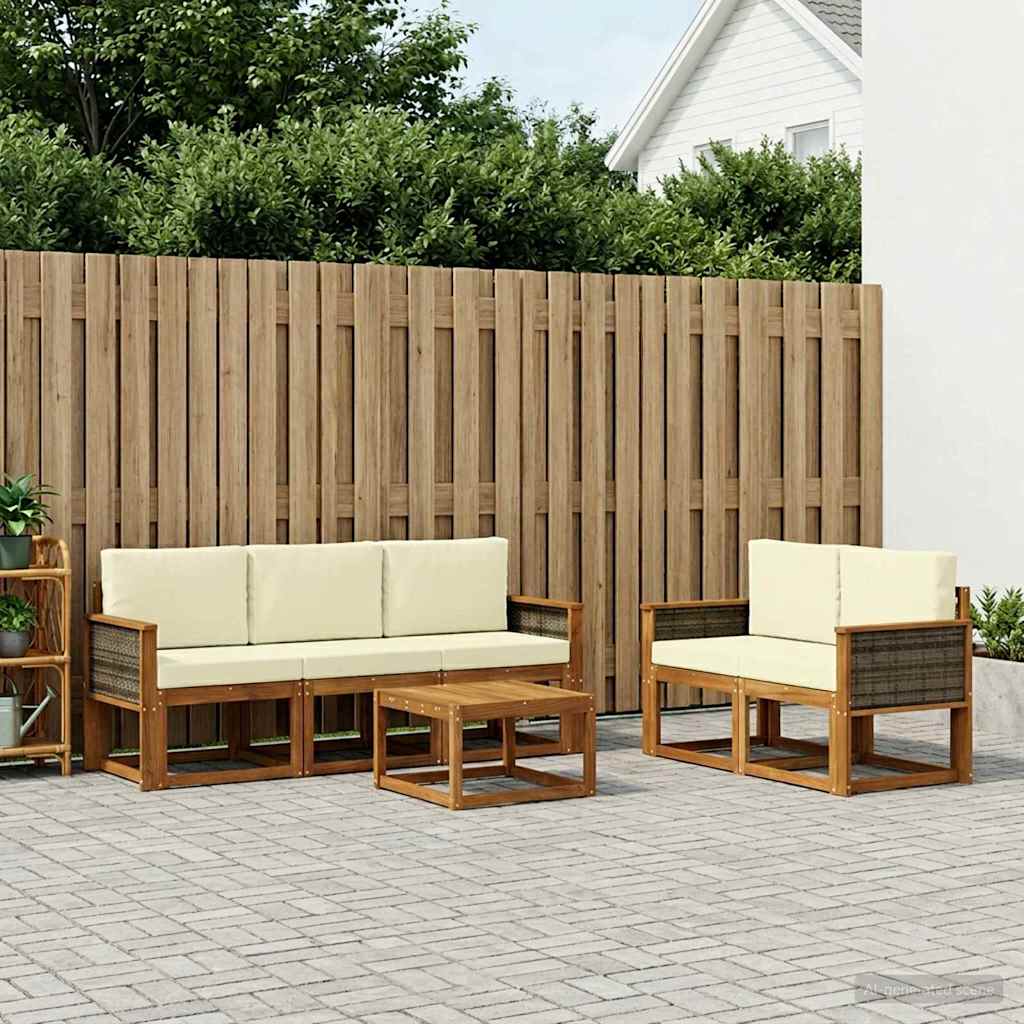 Outdoor-Sofagarnitur 6 stk. Natur und Creme