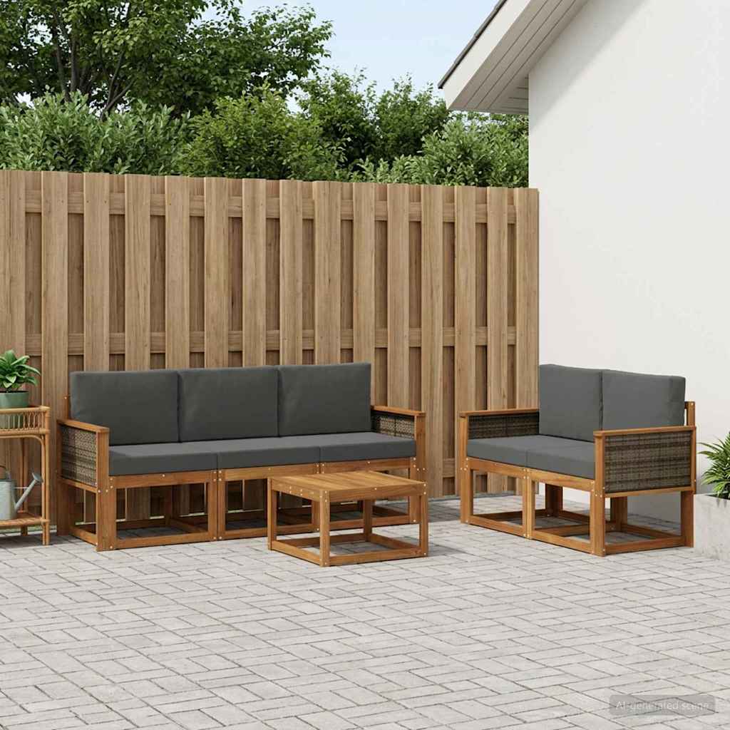 Outdoor-Sofagarnitur 6 stk. Natur und Anthrazit