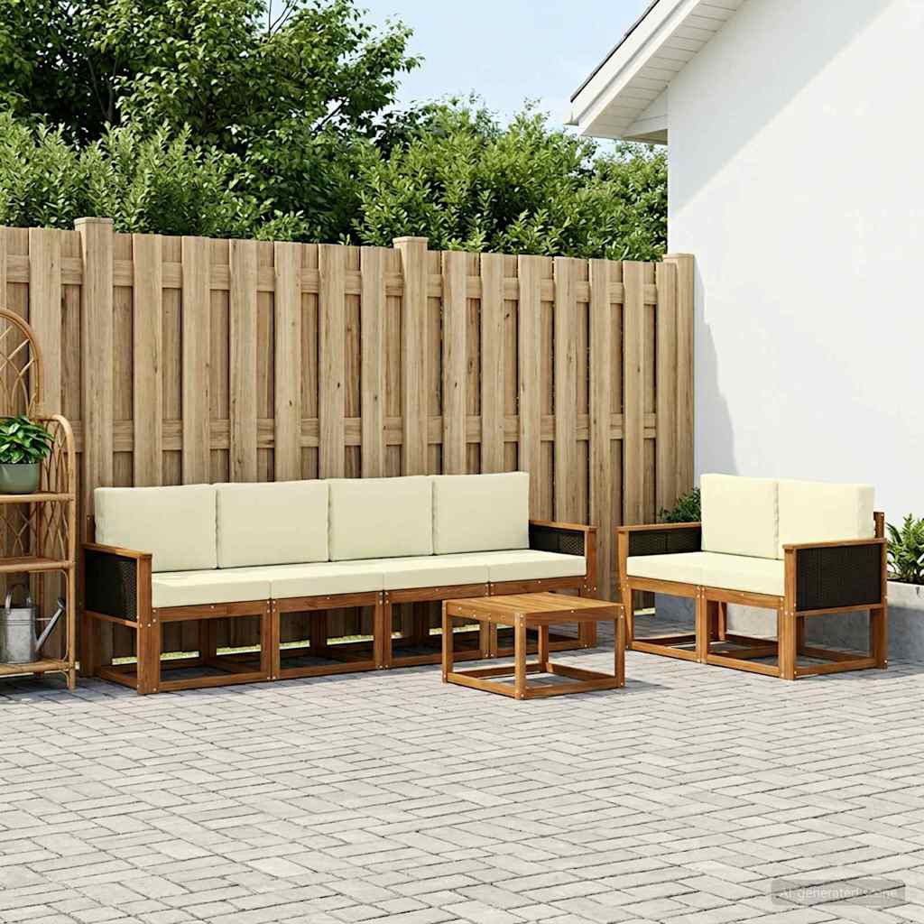 Outdoor-Sofagarnitur 6 stk. Natur und Creme