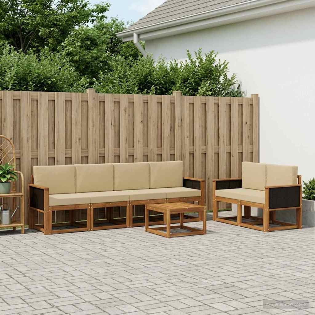 Outdoor-Sofagarnitur 6 stk. Natur