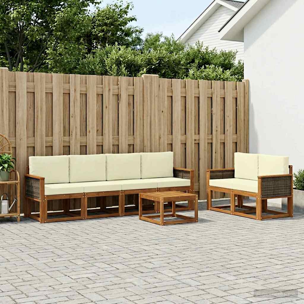Outdoor-Sofagarnitur 6 stk. Natur und Creme