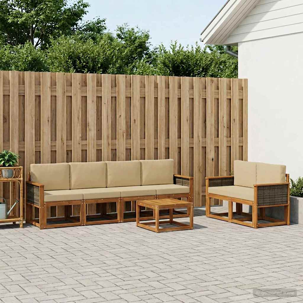 Outdoor-Sofagarnitur 6 stk. Natur