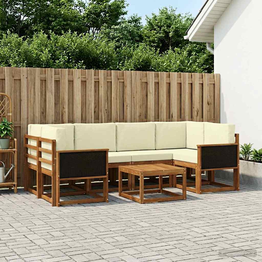 Outdoor-Sofagarnitur 5 stk. Natur und Creme