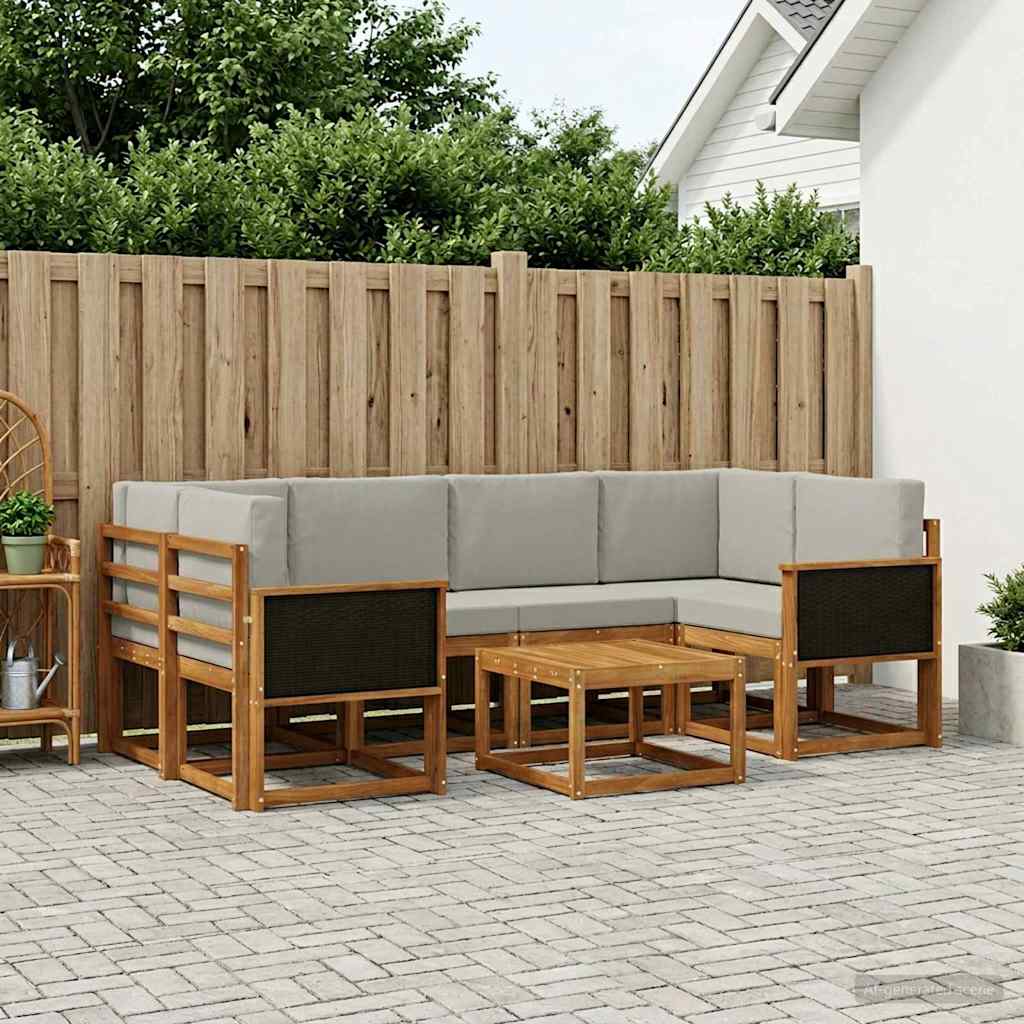 Outdoor-Sofagarnitur 5 stk. Natürlich und Hellgrau