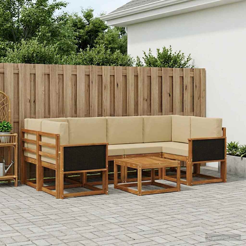 Outdoor-Sofagarnitur 5 stk. Natur
