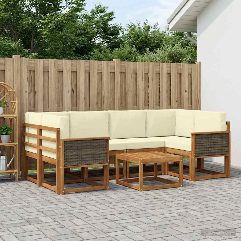 Outdoor-Sofagarnitur 5 stk. Natur und Creme