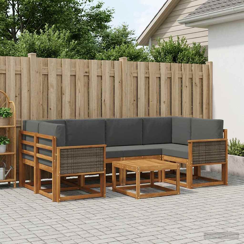 Outdoor-Sofagarnitur 5 stk. Natur und Anthrazit