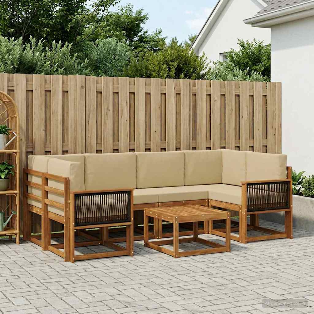 Outdoor-Sofagarnitur 5 stk. Natur