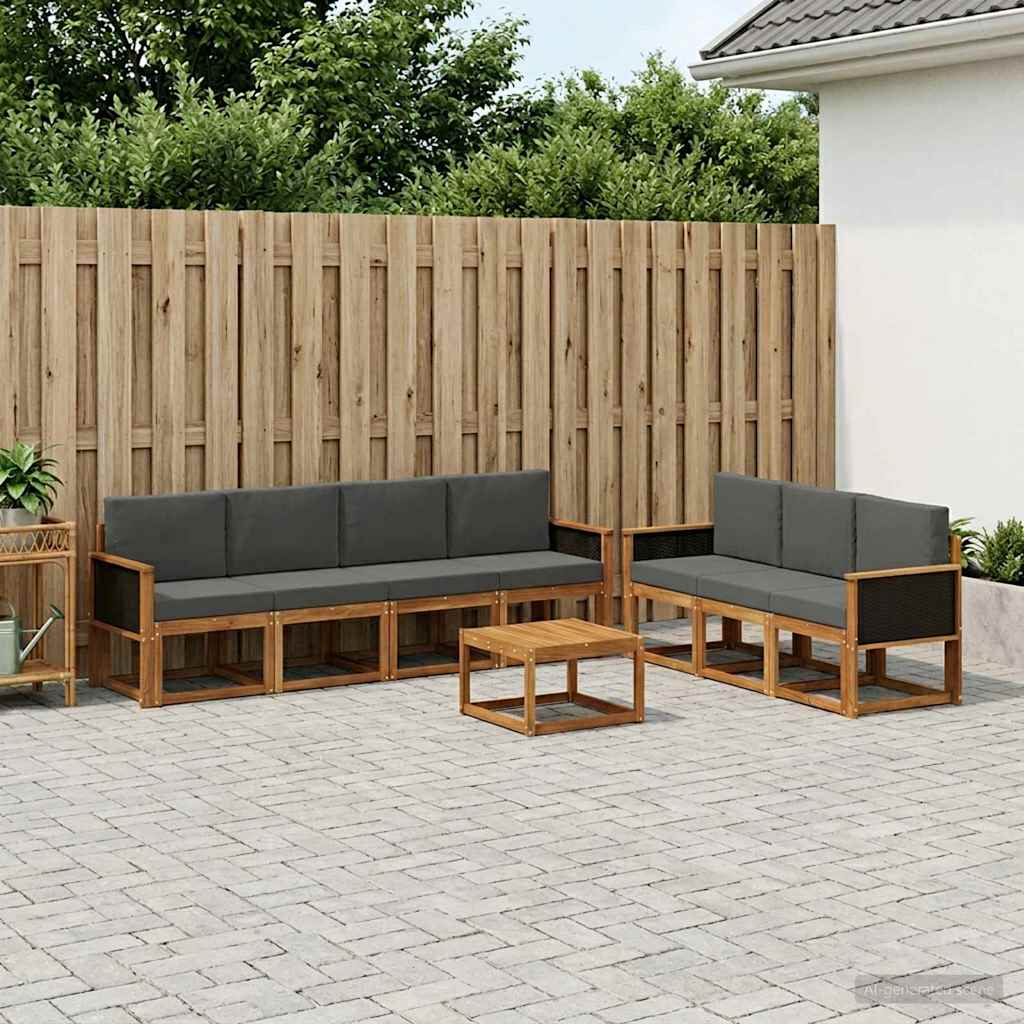 Outdoor-Sofagarnitur 7 stk. Natur und Anthrazit