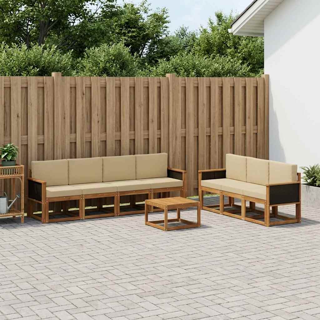 Outdoor-Sofagarnitur 7 stk. Natur