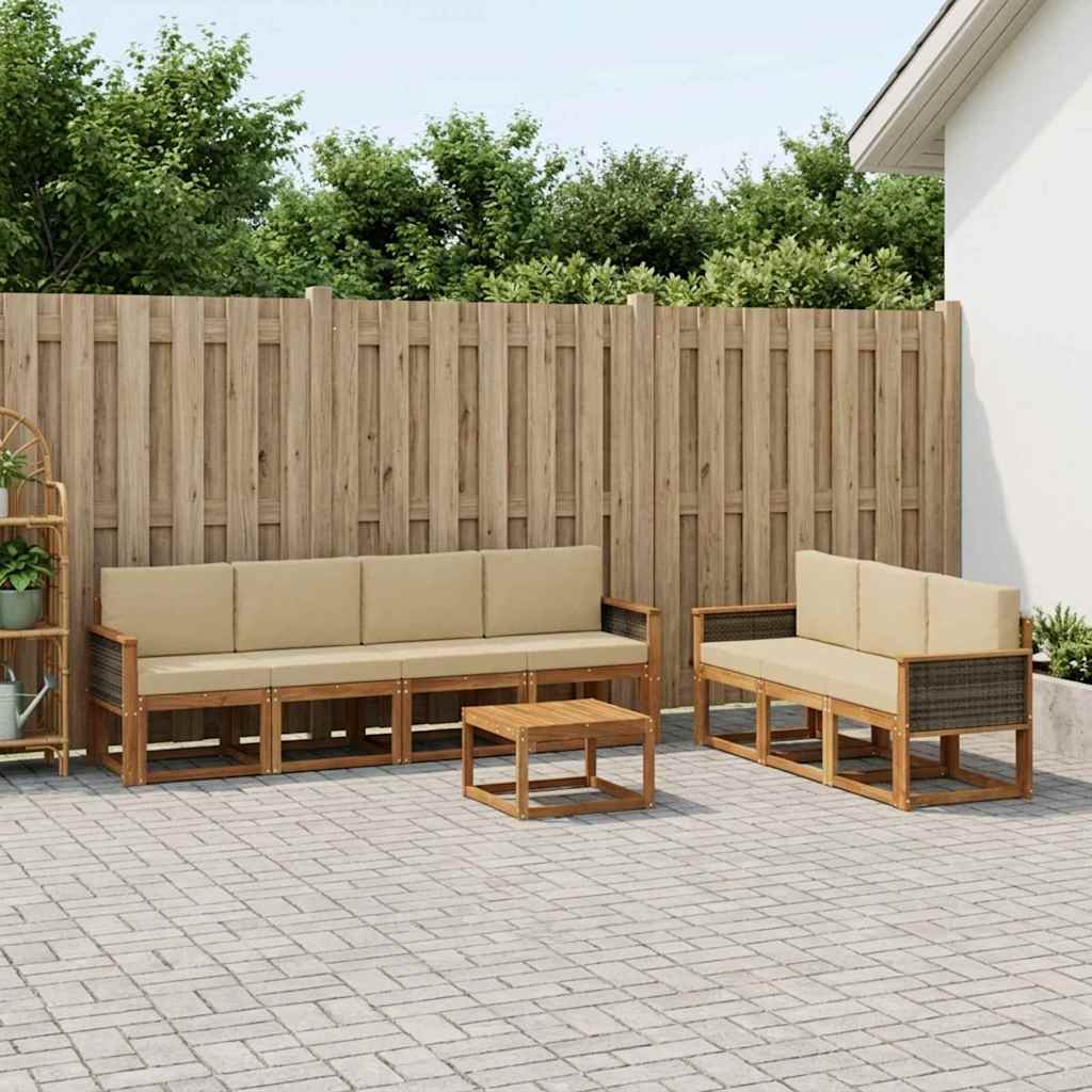 Outdoor-Sofagarnitur 7 stk. Natur