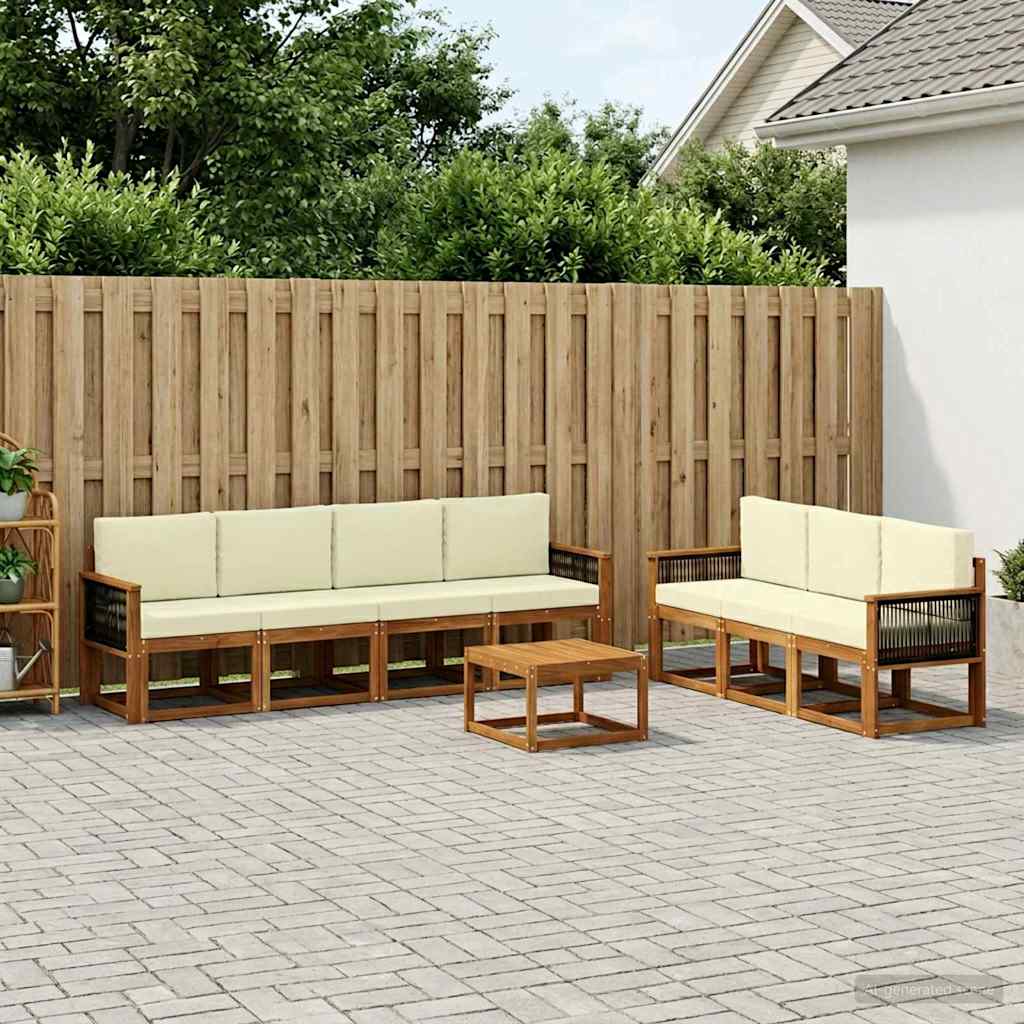 Outdoor-Sofagarnitur 7 stk. Natur und Creme