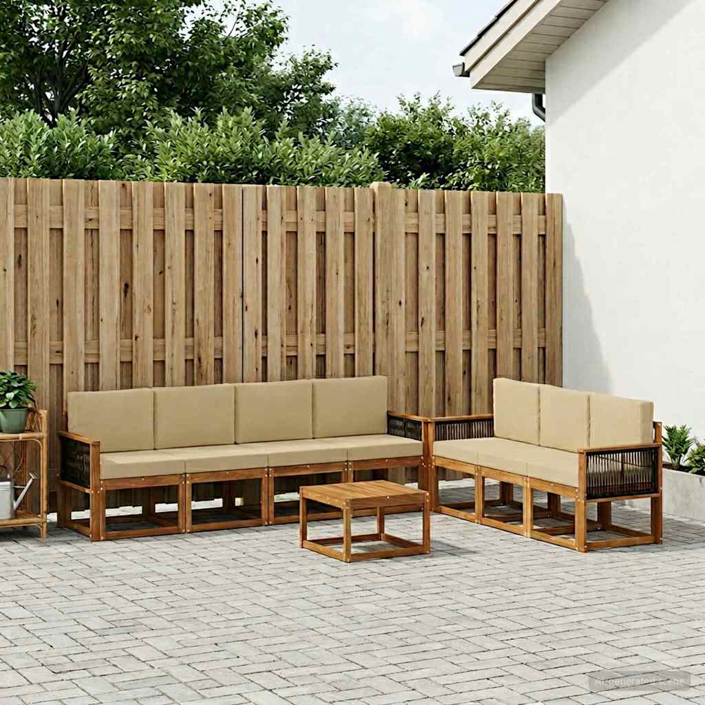 Outdoor-Sofagarnitur 7 stk. Natur