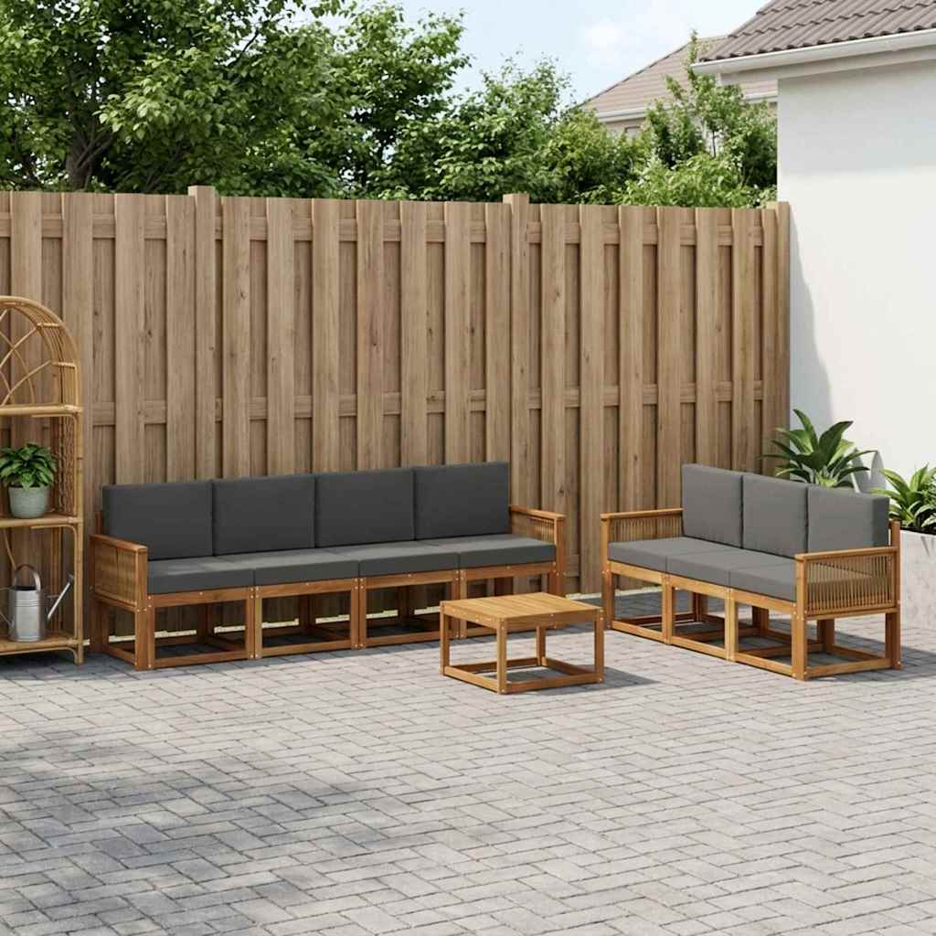 Outdoor-Sofagarnitur 8 stk. Natur und Anthrazit Polyester