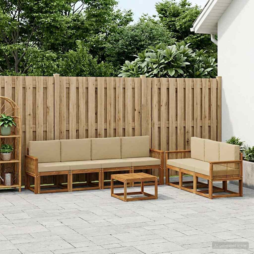 Outdoor-Sofagarnitur 8 stk. Natur und Beige Polyester