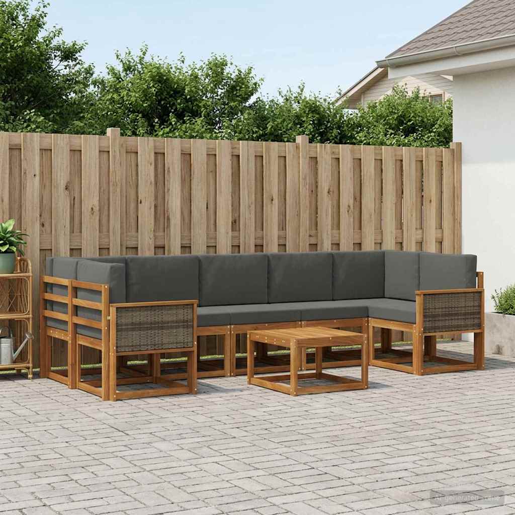 Outdoor-Sofagarnitur 6 stk. Natur und Anthrazit