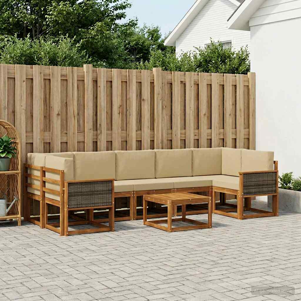 Outdoor-Sofagarnitur 6 stk. Natur