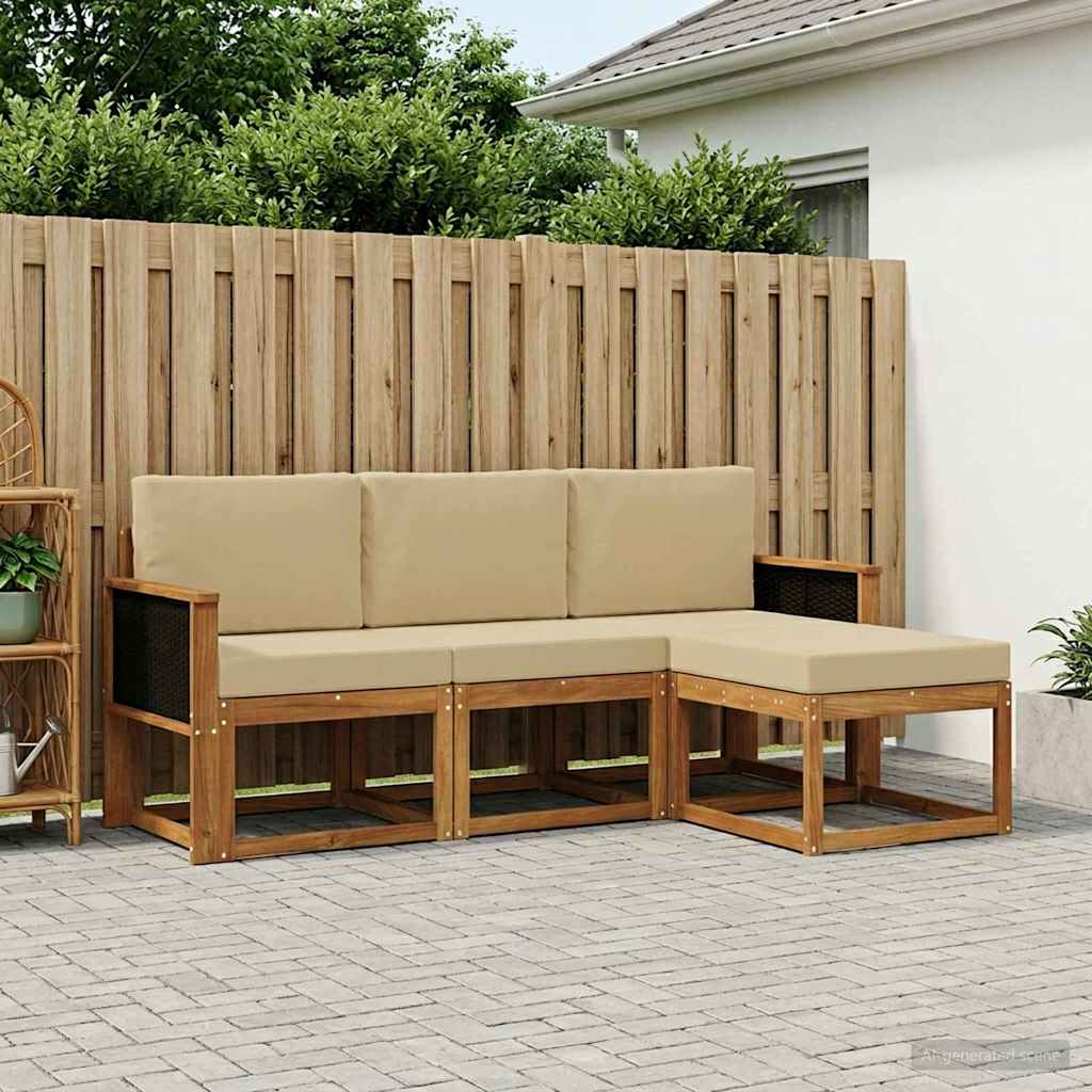 Outdoor-Sofagarnitur 4 stk. Natur
