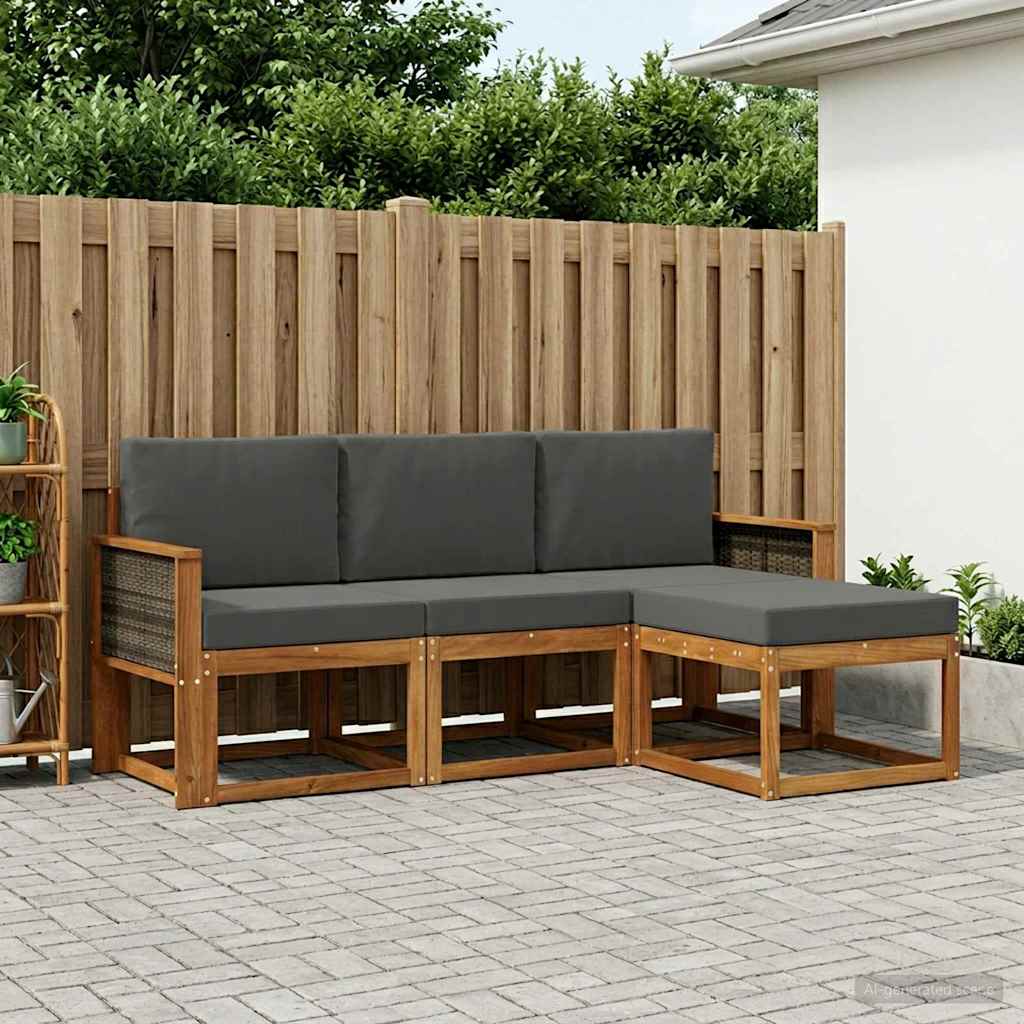 Outdoor-Sofagarnitur 4 stk. Natur und Anthrazit