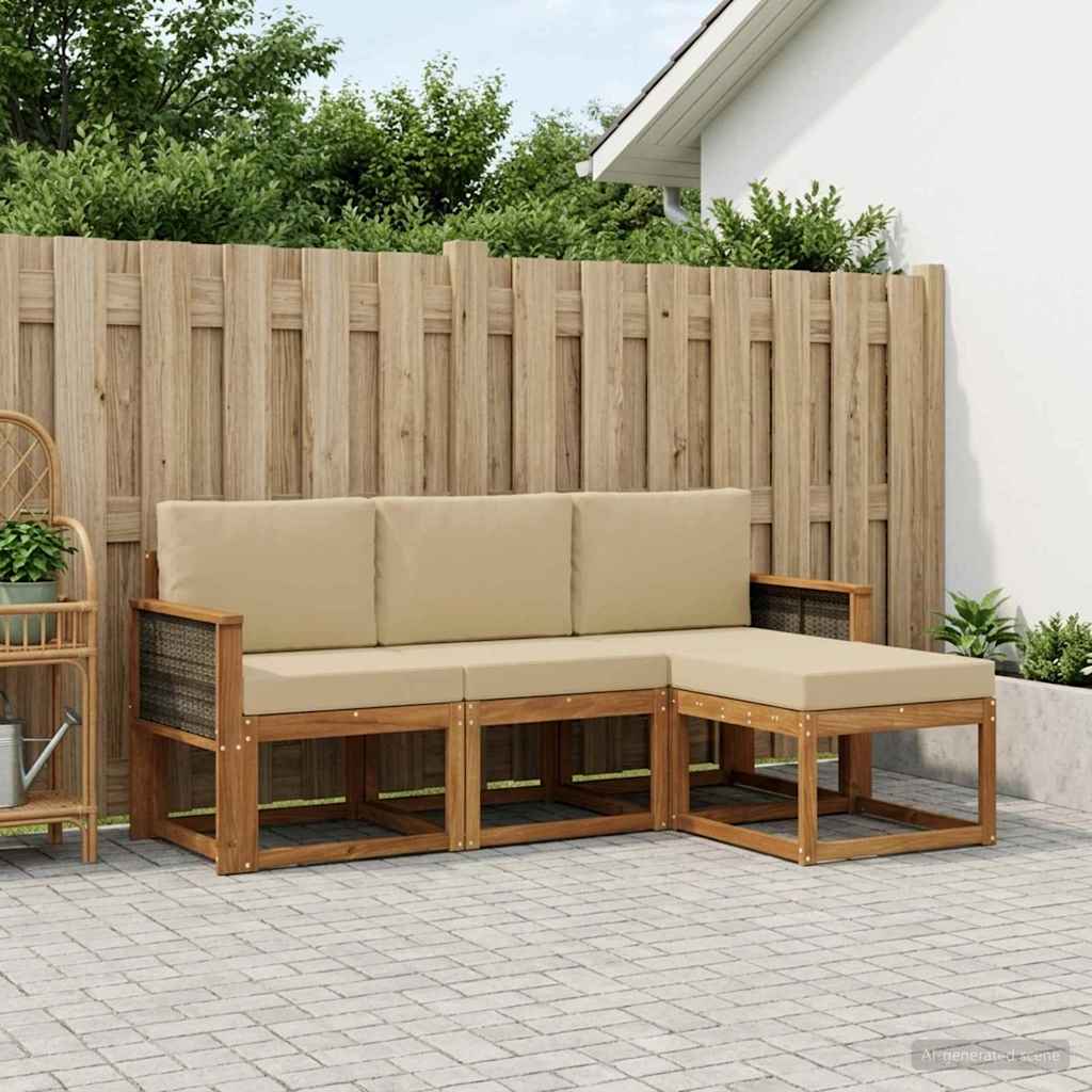 Outdoor-Sofagarnitur 4 stk. Natur