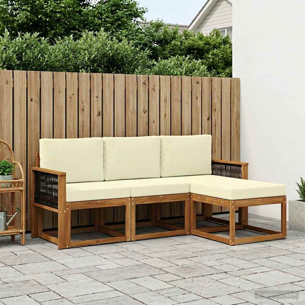 Outdoor-Sofagarnitur 4 stk. Natur und Creme