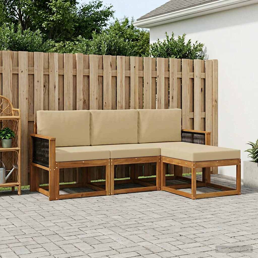 Outdoor-Sofagarnitur 4 stk. Natur