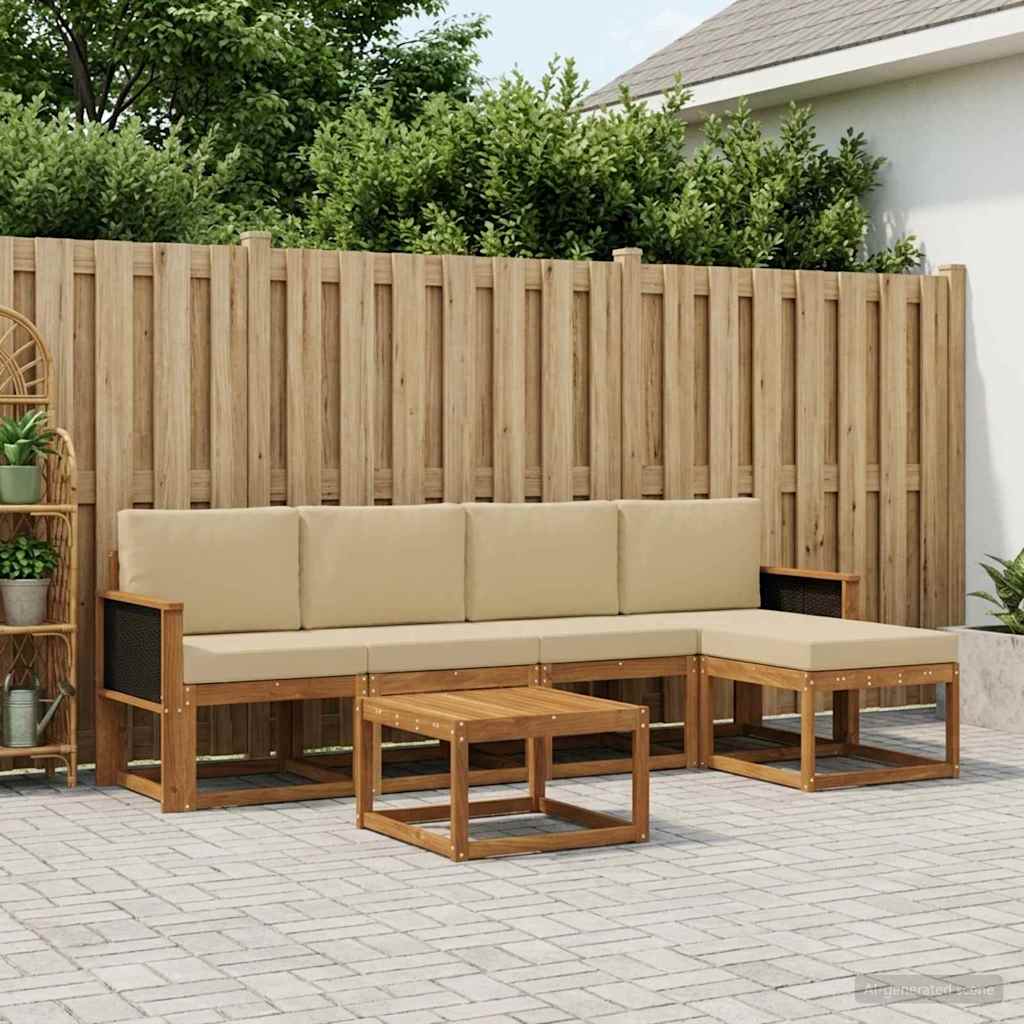 Outdoor-Sofagarnitur 6 stk. Natur und Beige Polyester