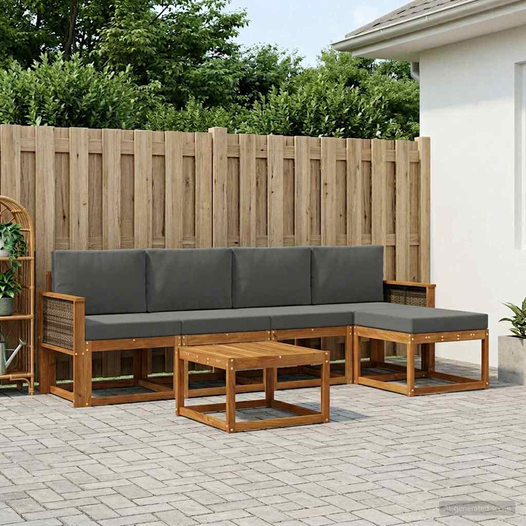 Outdoor-Sofagarnitur 6 stk. Natur und Anthrazit Polyester