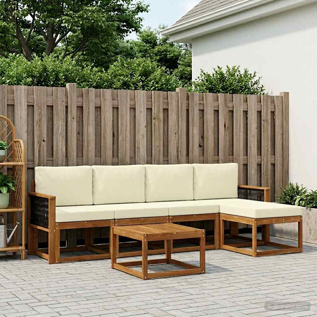 Outdoor-Sofagarnitur 6 stk. Natur und Creme Polyester