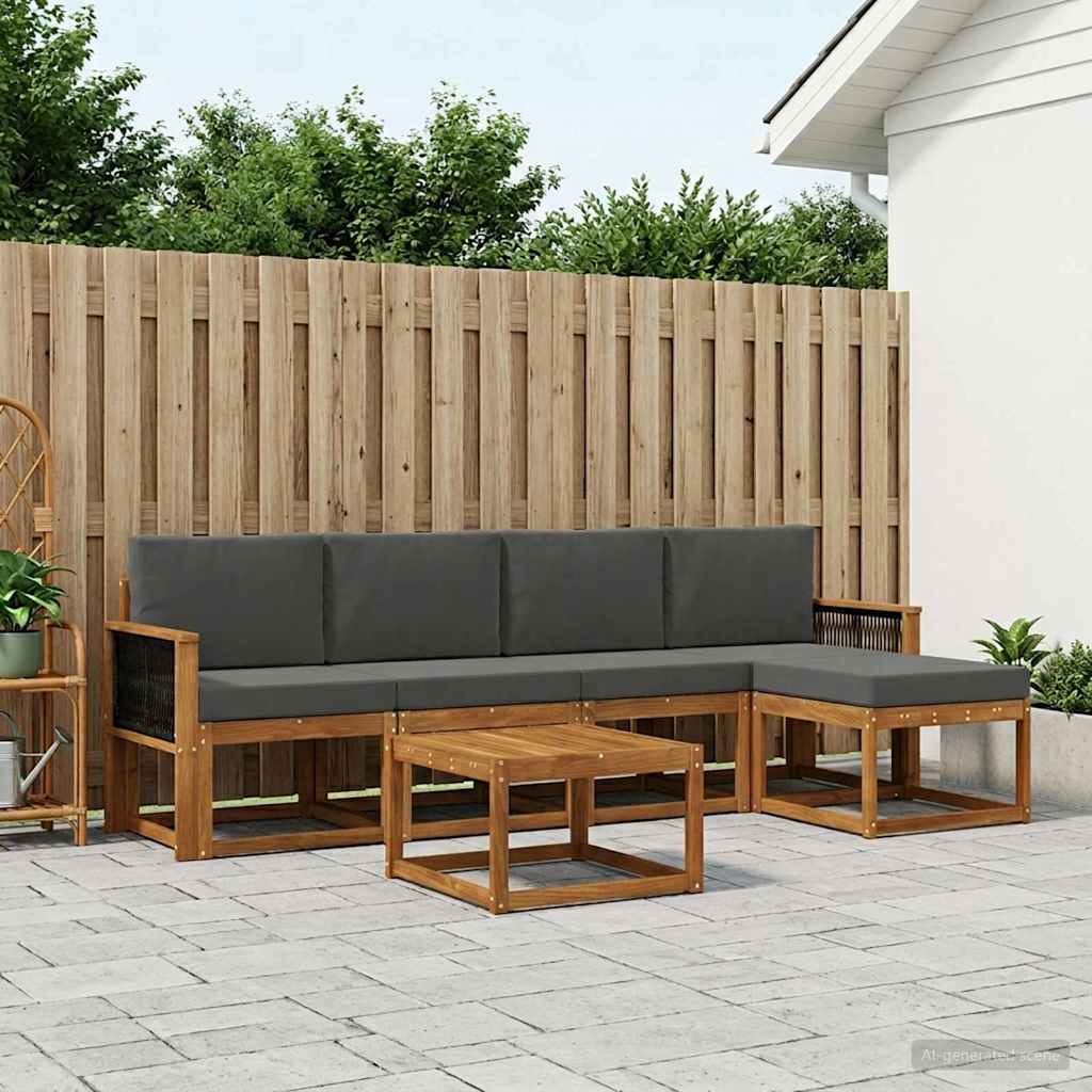 Outdoor-Sofagarnitur 6 stk. Natur und Anthrazit Polyester