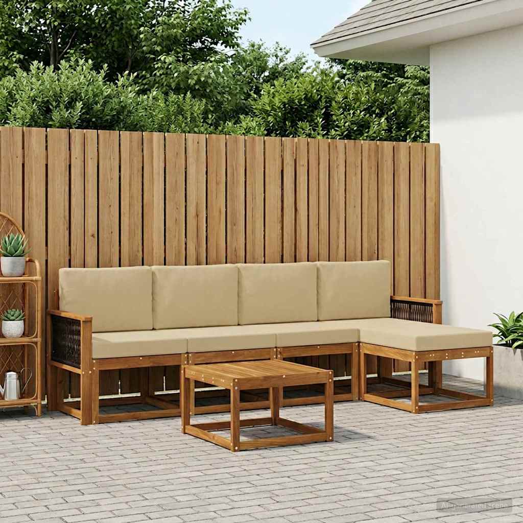Outdoor-Sofagarnitur 6 stk. Natur und Beige Polyester