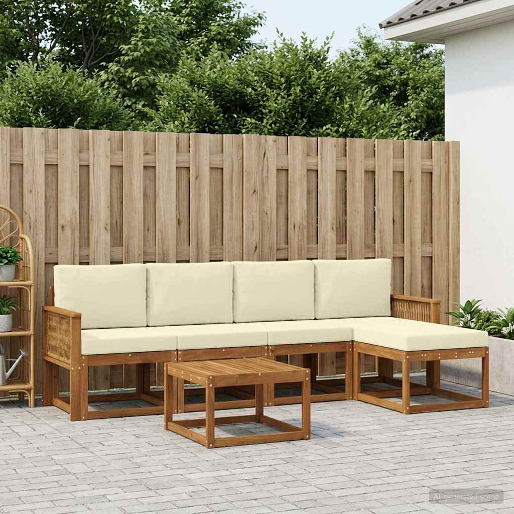 Outdoor-Sofagarnitur 6 stk. Natur und Creme Polyester