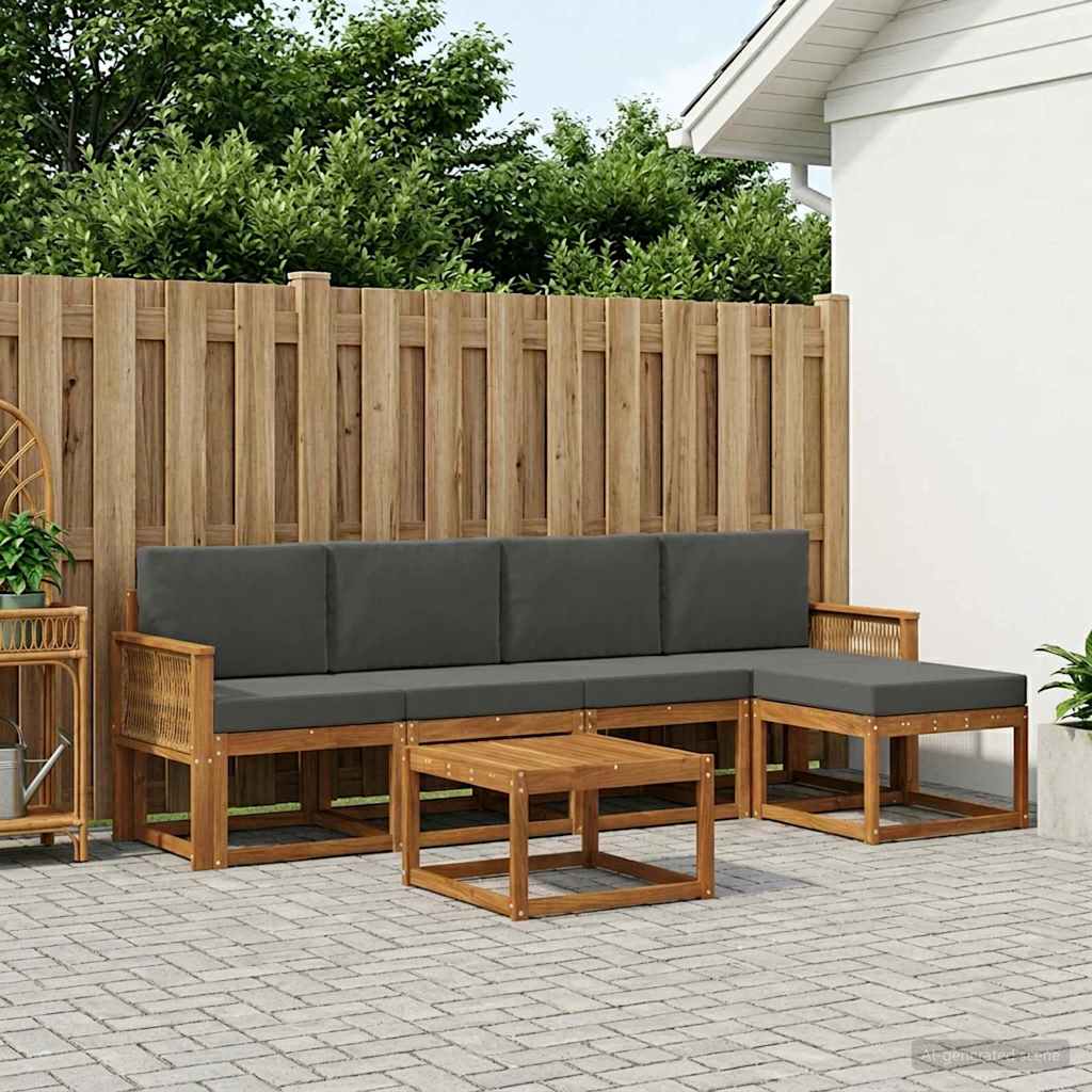 Outdoor-Sofagarnitur 6 stk. Natur und Anthrazit Polyester
