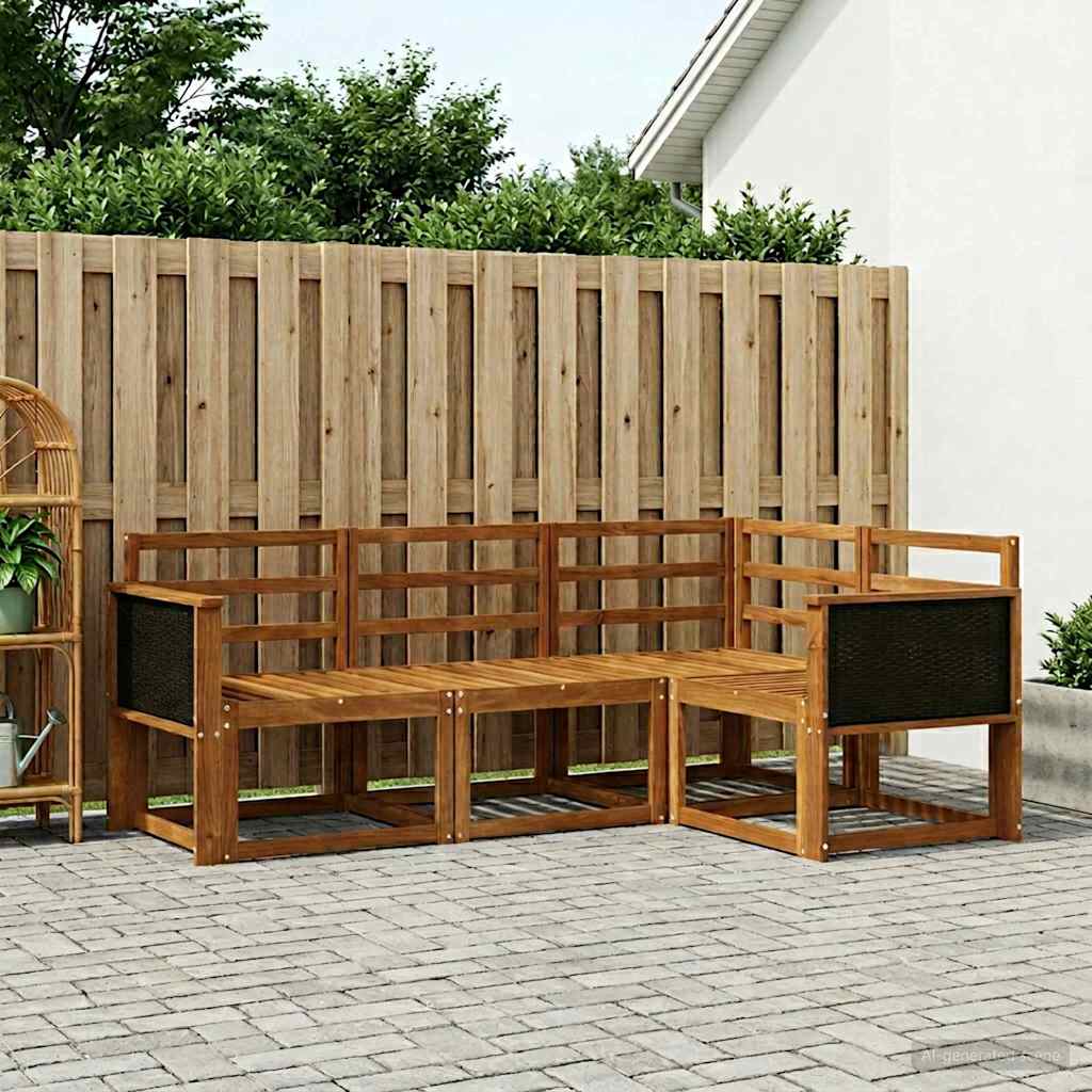 Outdoor-Sofagarnitur 4 stk. Natur Massivholz Akazie
