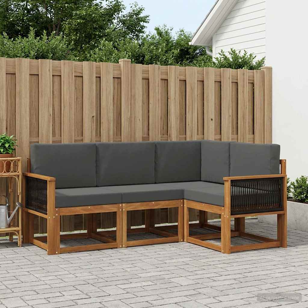 Outdoor-Sofagarnitur 4 stk. Natur und Anthrazit Polyester