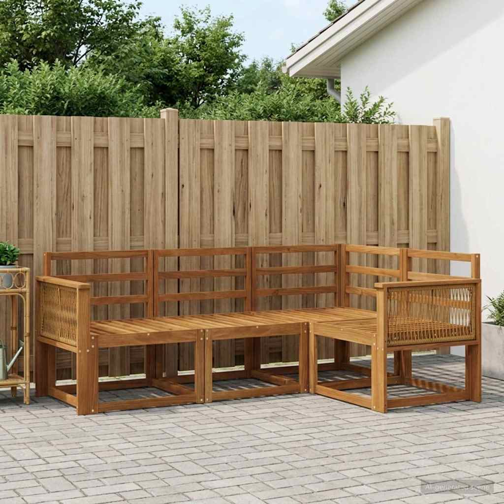 Outdoor-Sofagarnitur 4 stk. Natur Massivholz Akazie