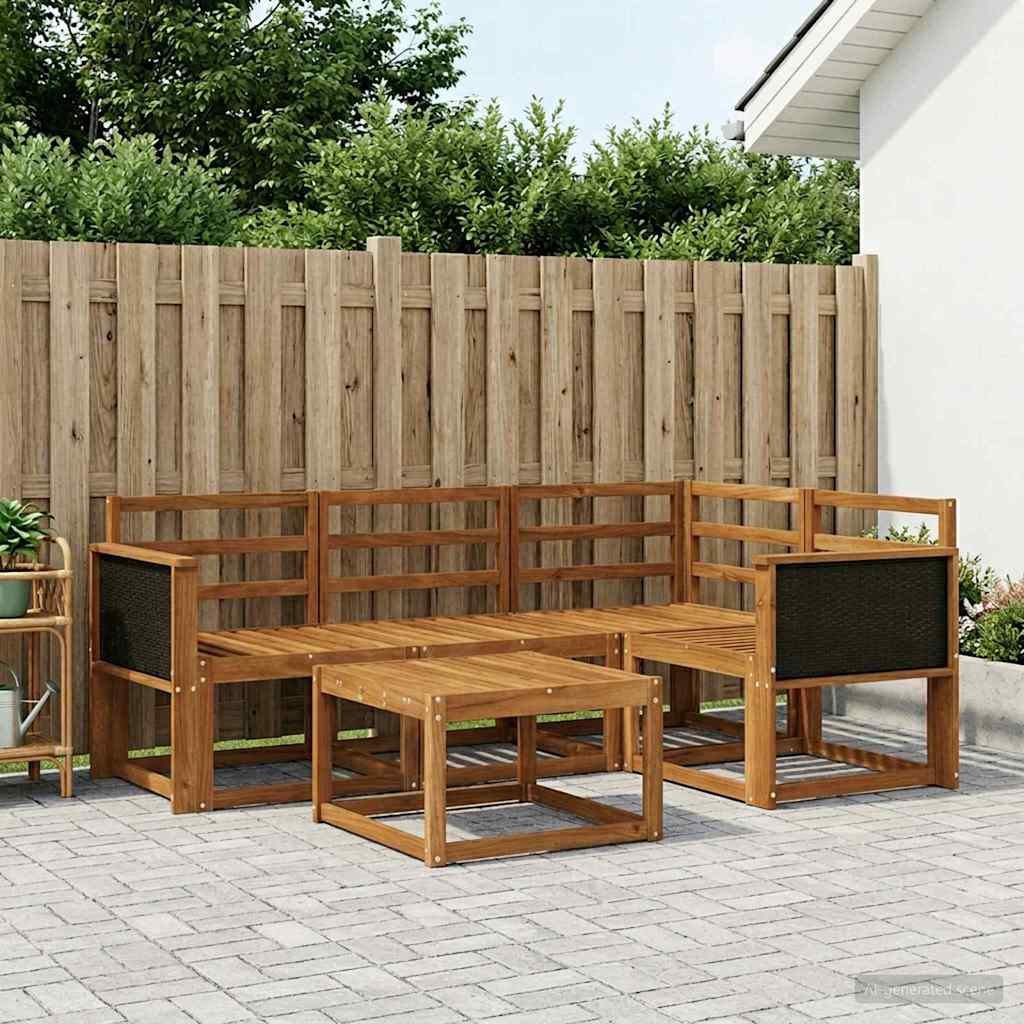 Outdoor-Sofagarnitur 5 stk. Natur Massivholz Akazie