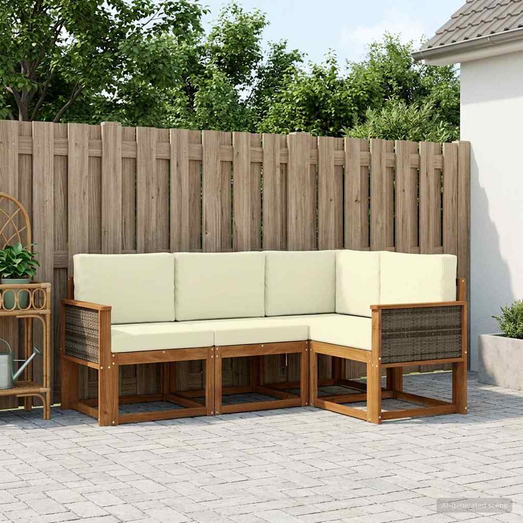 Outdoor-Sofagarnitur 5 stk. Natur und Creme Polyester