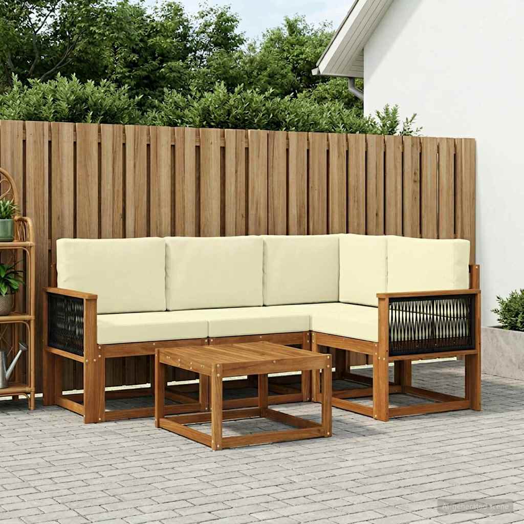Outdoor-Sofagarnitur 5 stk. Natur und Creme Polyester