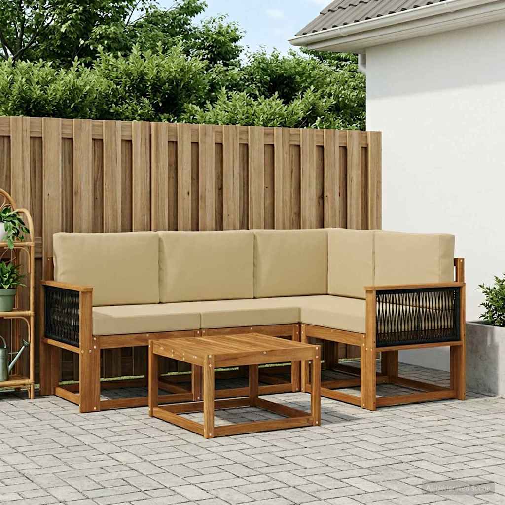Outdoor-Sofagarnitur 5 stk. Natur und Beige Polyester