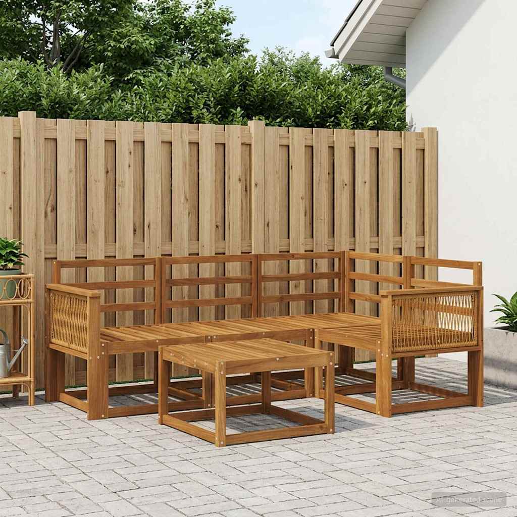 Outdoor-Sofagarnitur 5 stk. Natur Massivholz Akazie
