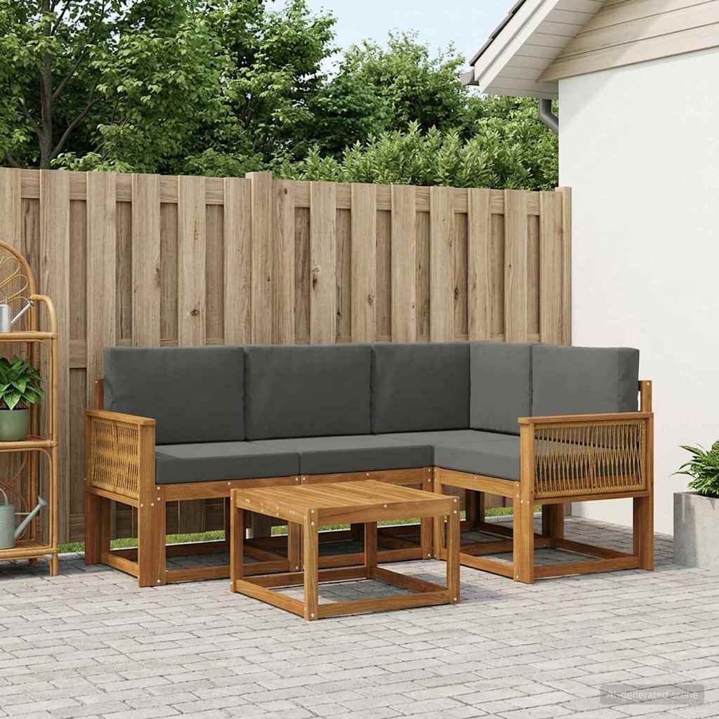 Outdoor-Sofagarnitur 5 stk. Natur und Anthrazit Polyester