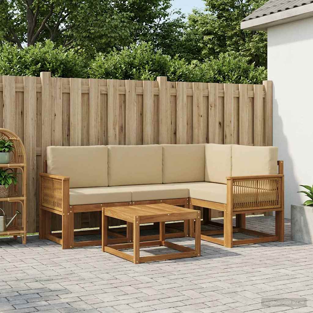 Outdoor-Sofagarnitur 5 stk. Natur und Beige Polyester